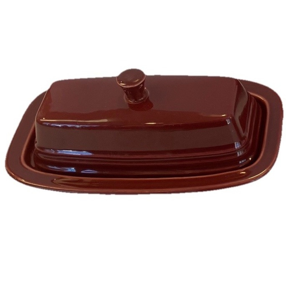Vintage Fiestaware Butterdish w‎ Cover Claret Red Wine Color